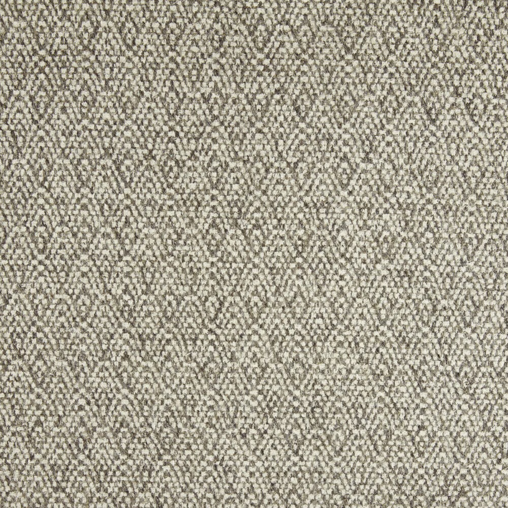 Close-up of mottled stone-beige fabric with fine grey flecks and irregular woven texture