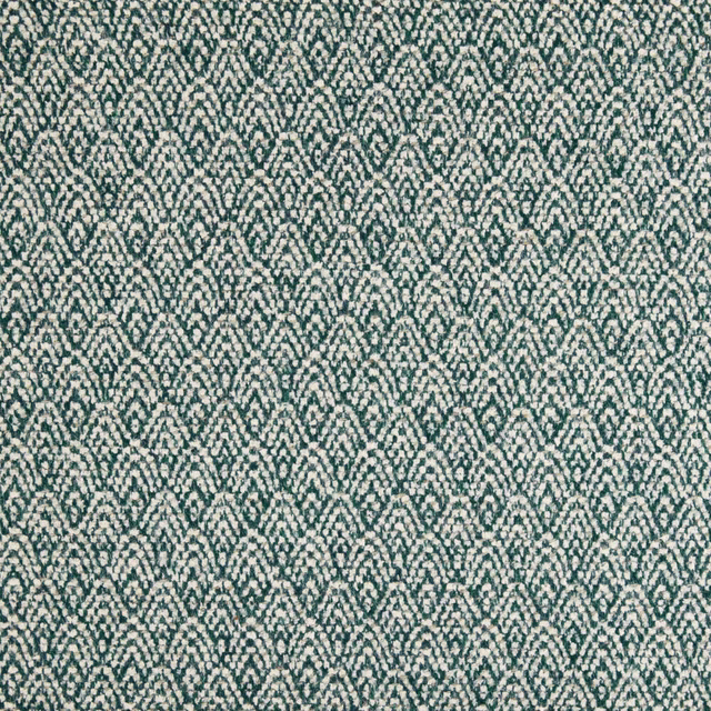 Muted teal and ivory woven fabric with a small repeating diamond-chevron texture