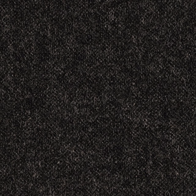 Dense charcoal-black fabric swatch with a fine irregular looped texture and grey flecks