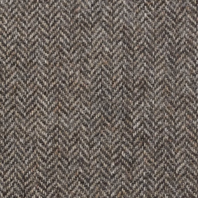 Dark oatmeal taupe fabric with dense charcoal and pale herringbone weave
