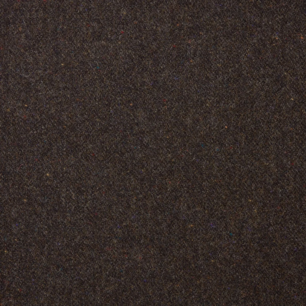 Close-up of deep bark-brown fabric with a dense, softly nubby mottled weave