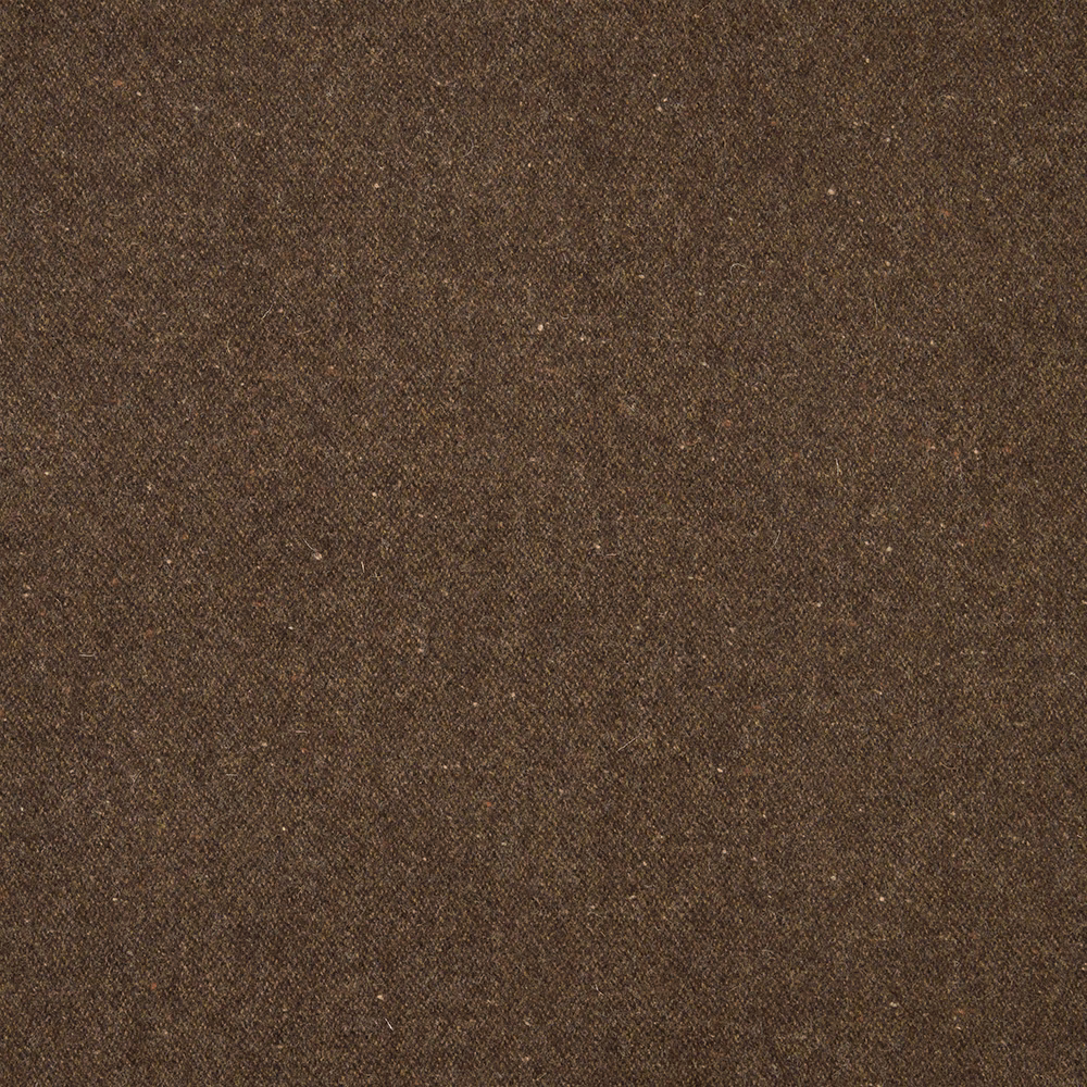 Chocolate-brown compact weave with subtle flecks and fine diagonal texture