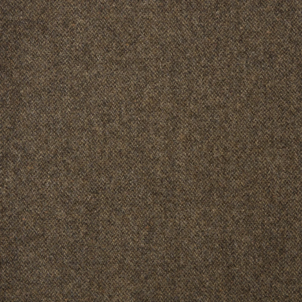 Close view of coffee-brown woven textile with subtle diagonal flecked texture