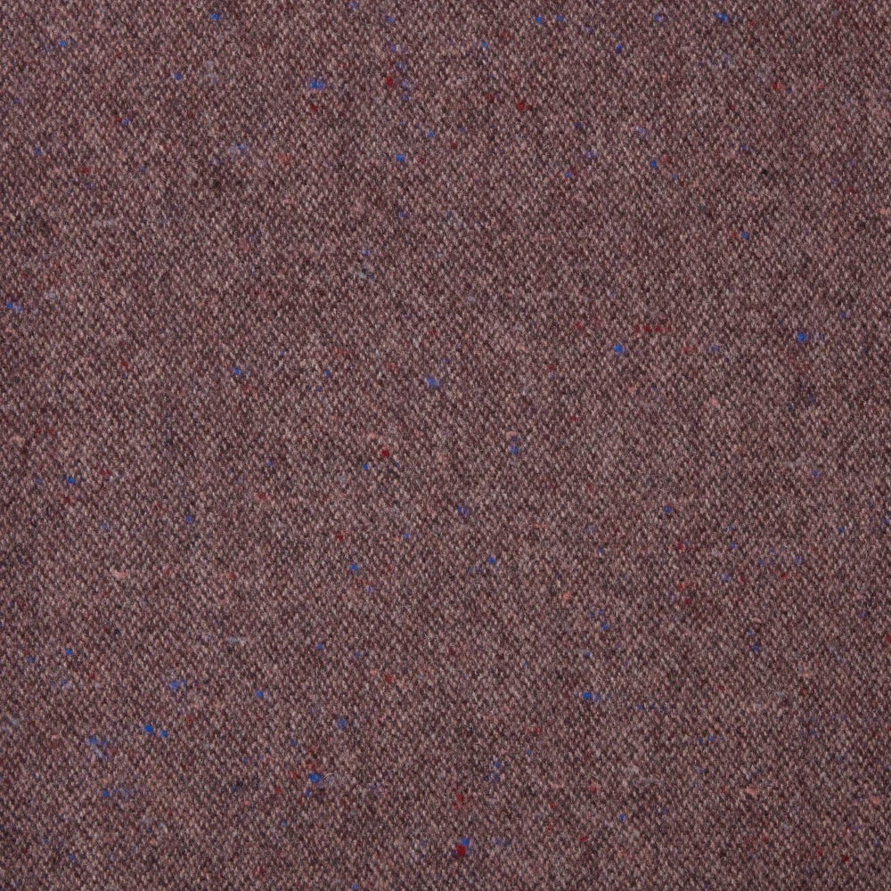 Close mauve-brown weave with scattered blue and red flecks