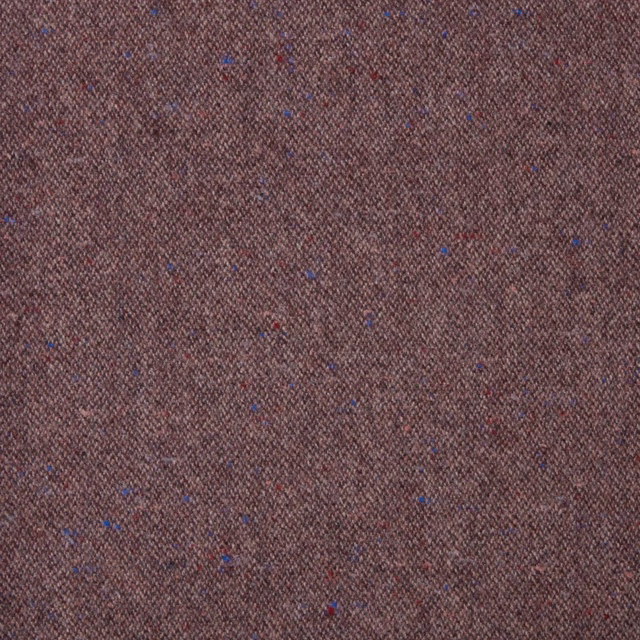 Close mauve-brown weave with scattered blue and red flecks