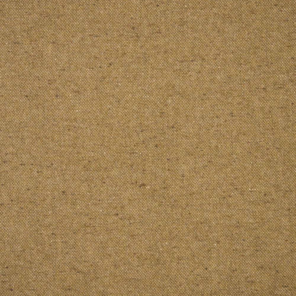 Warm ochre woven textile with fine darker flecks and softly mottled surface