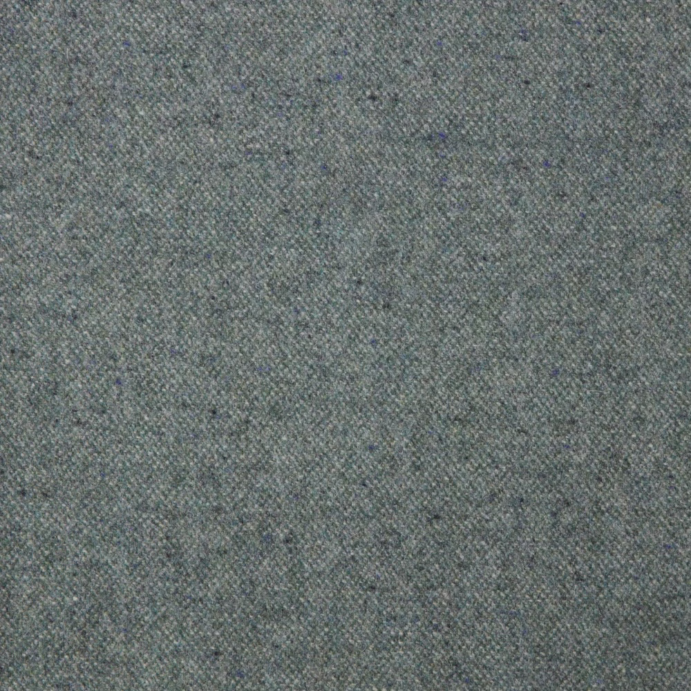 Close-up of muted sea blue-grey fabric with a fine heathered woven texture