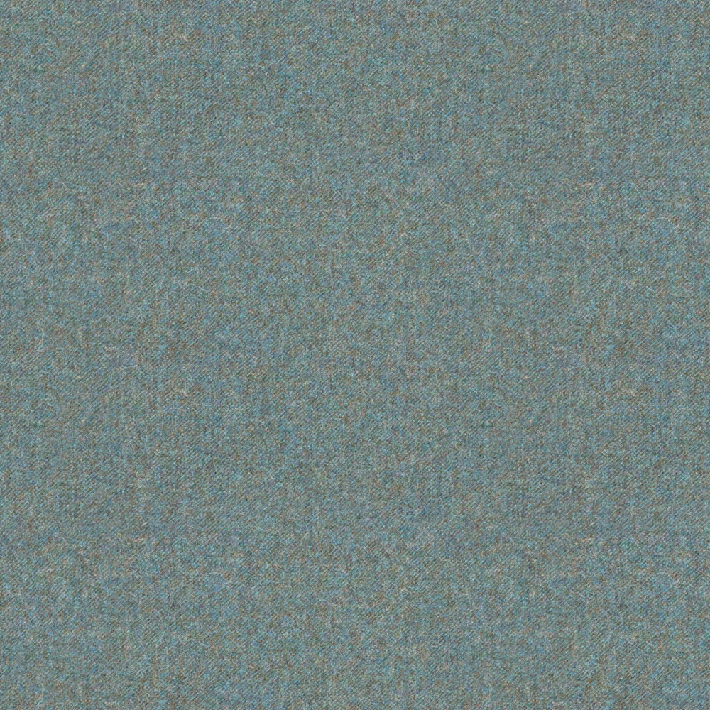 Close-up of muted slate-blue weave with teal, grey and taupe flecks