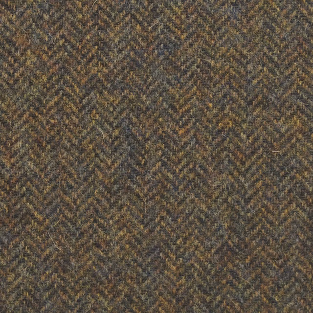 Deep olive green tweed with brown-charcoal flecks and fine diagonal texture