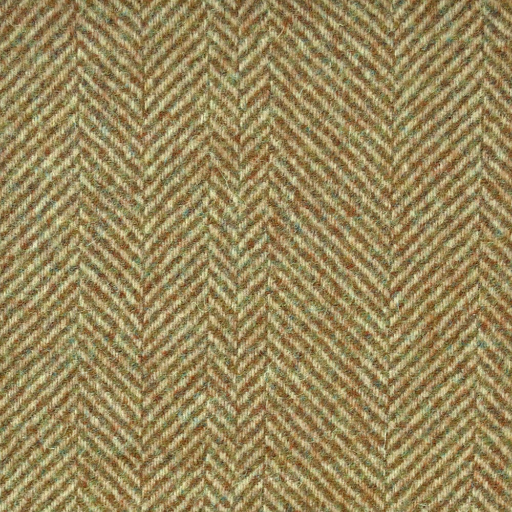 Muted olive herringbone weave with tan, cream and brown flecks