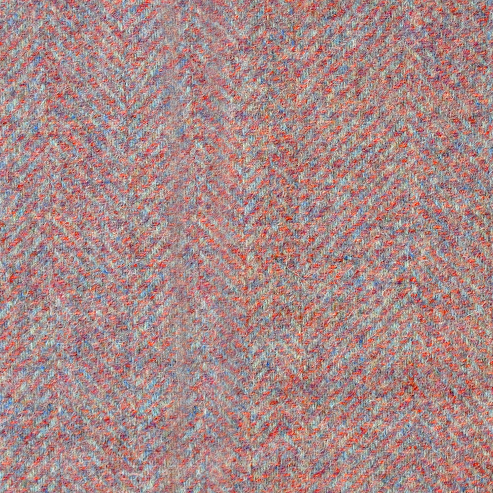 Dusty pink herringbone weave with blue-grey, cream and red flecks