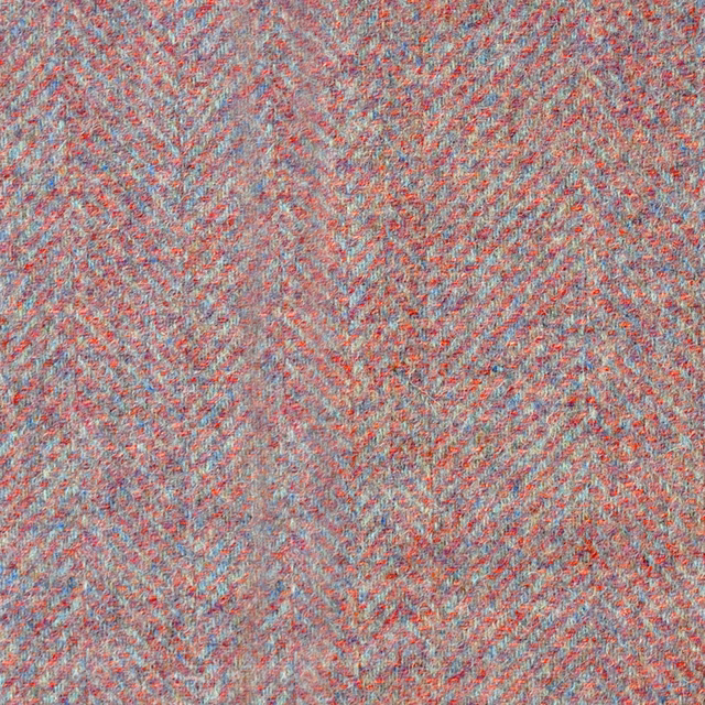 Dusty pink herringbone weave with blue-grey, cream and red flecks