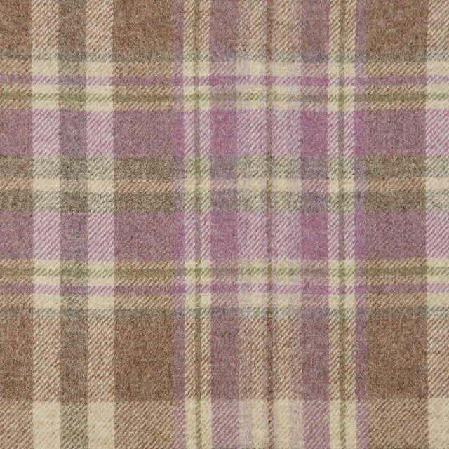 Muted wild rose plaid with taupe, cream and olive textured woven checks