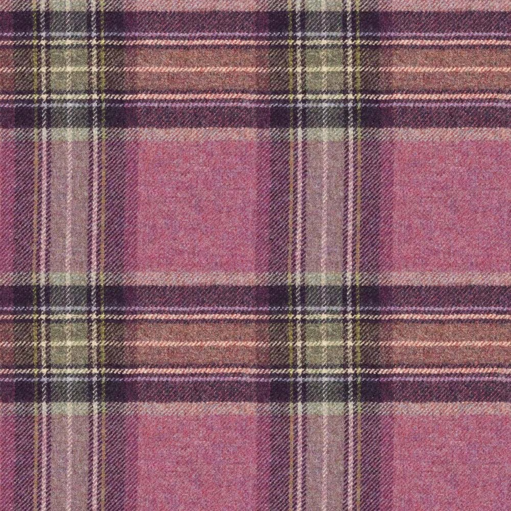 Dusty rose plaid with plum, olive and cream checks in a textured woven surface