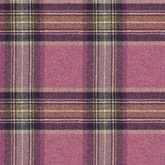 Dusty rose plaid with plum, olive and cream checks in a textured woven surface