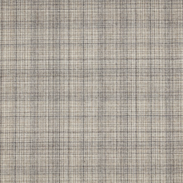 Light limestone greige fabric with a fine charcoal checked weave and tactile crosshatch texture