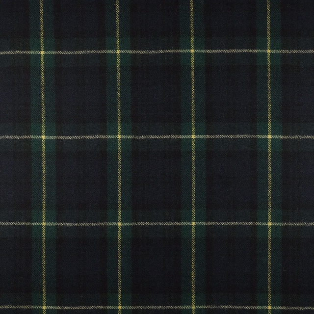 Deep green and charcoal tartan with fine yellow windowpane lines