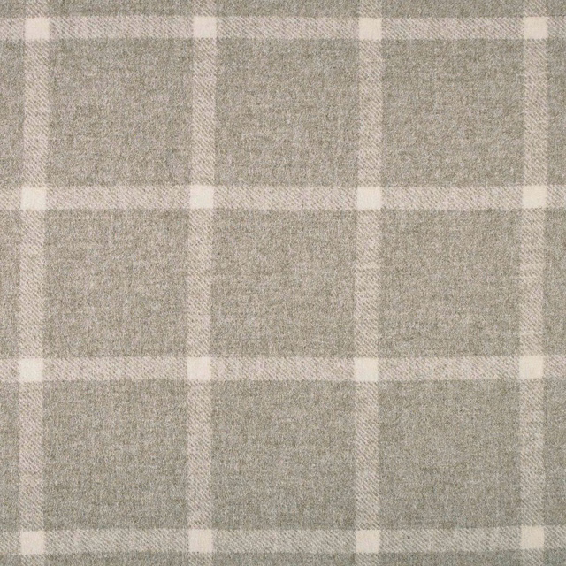 Warm taupe and ivory medium-scale check with a softly mottled woven texture