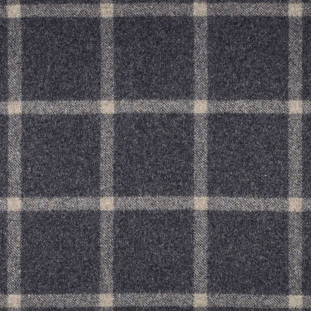 Charcoal taupe textile with a large windowpane check and softly brushed texture