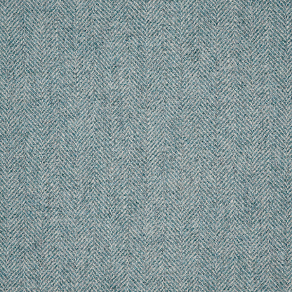 Close-up of pale aqua and grey-blue woven herringbone chevrons