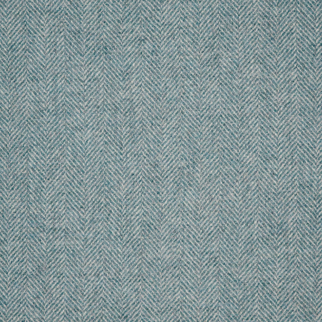 Close-up of pale aqua and grey-blue woven herringbone chevrons
