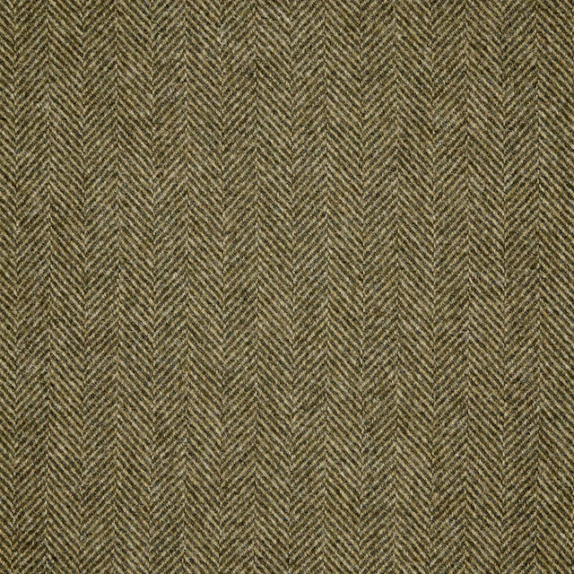 Close-up of dark olive woven herringbone with fine lighter threads and dense texture