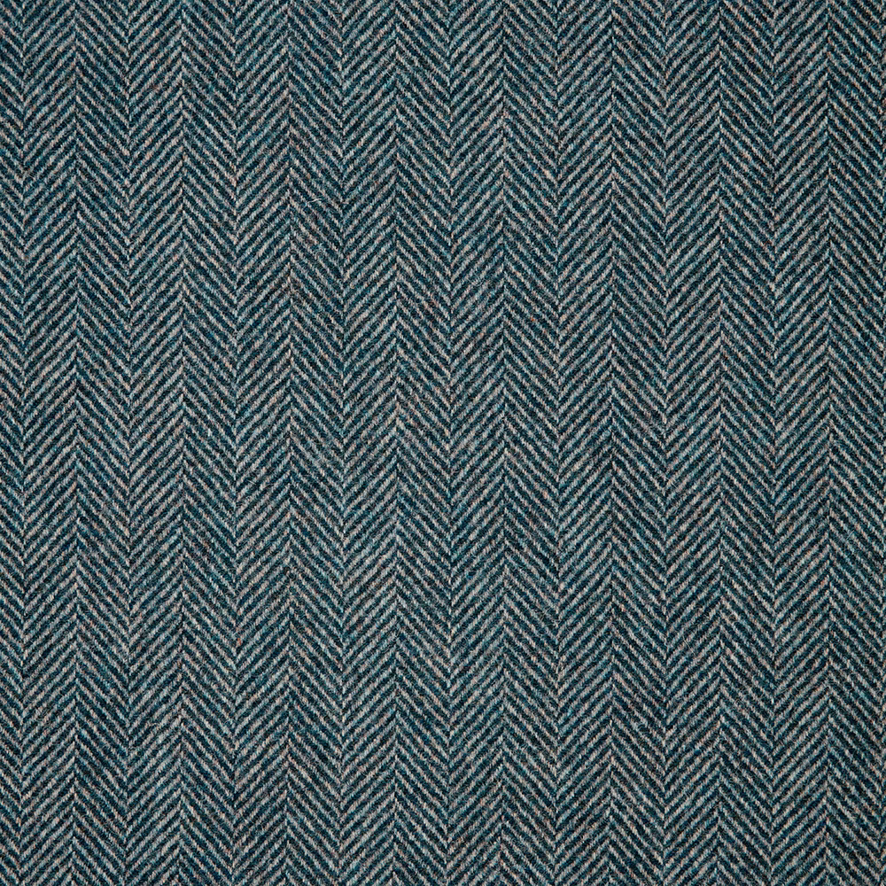 Dark teal textile with fine grey flecks forming a compact herringbone weave