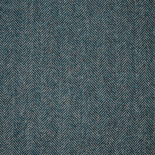 Dark teal textile with fine grey flecks forming a compact herringbone weave