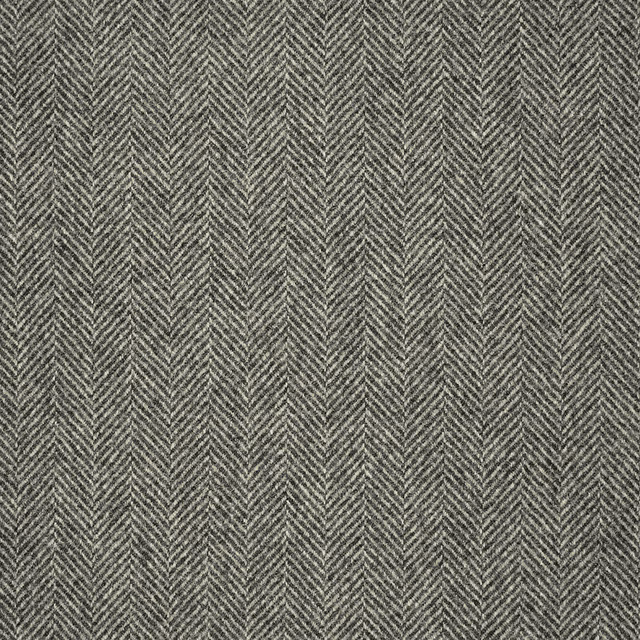 Graphite-grey woven herringbone with fine chevrons and a softly textured surface