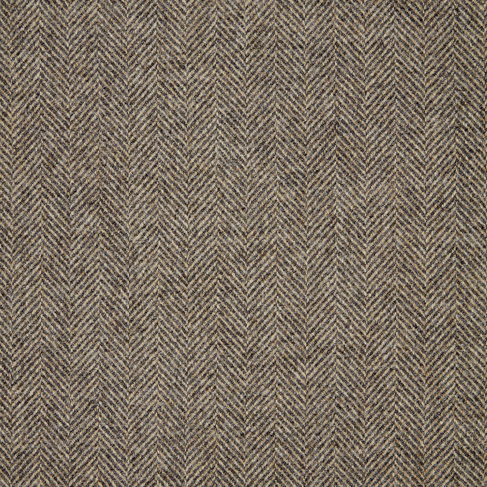 Warm grey herringbone textile with fine chevrons and taupe-brown flecks