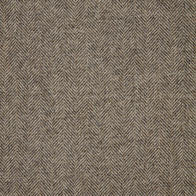 Warm grey herringbone textile with fine chevrons and taupe-brown flecks