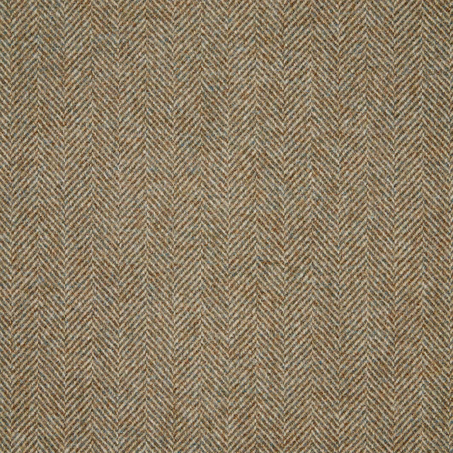 Muted lichen olive and taupe small-scale herringbone weave with warm brown flecks
