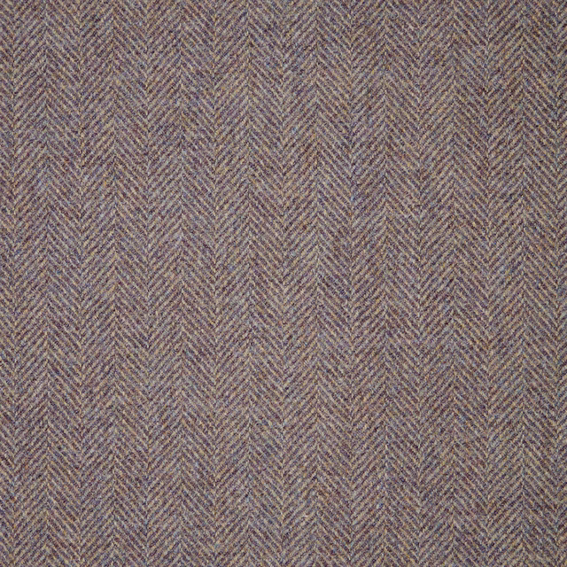 Close view of muted lilac herringbone weave with taupe-grey flecks