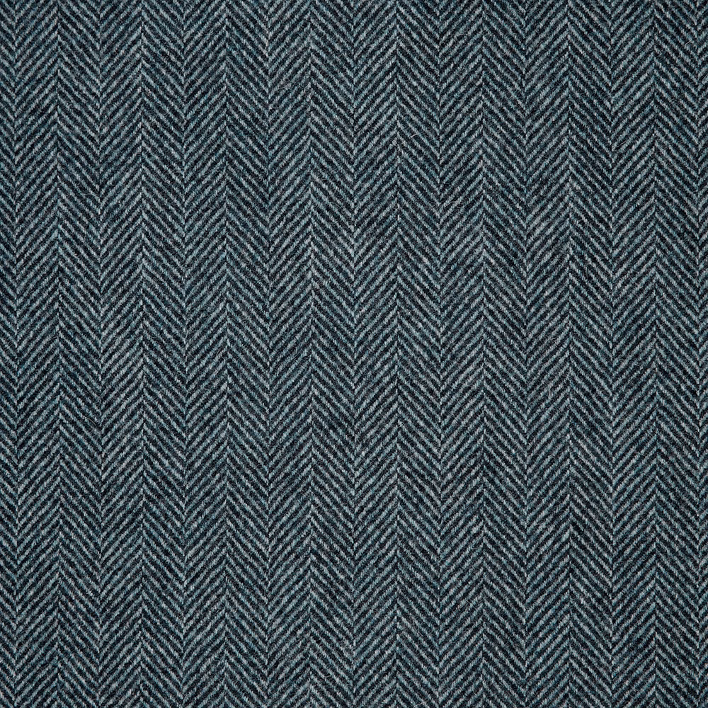 Dark navy woven swatch with fine blue-grey vertical herringbone chevrons
