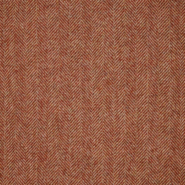 Warm russet red textile with fine lighter-thread herringbone chevrons and a flecked woven texture