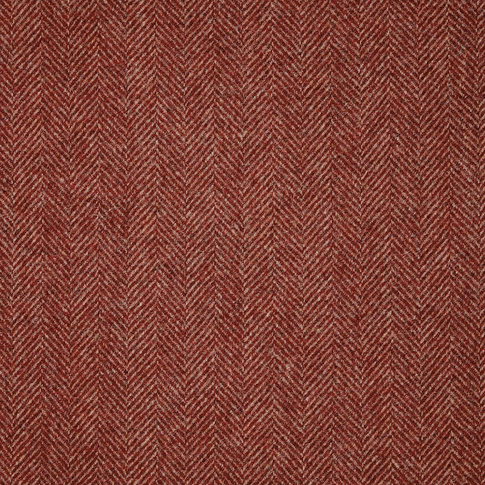 Deep brick-red herringbone weave with fine chevrons and tactile tonal texture