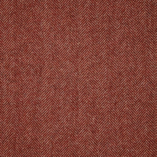 Deep brick-red herringbone weave with fine chevrons and tactile tonal texture