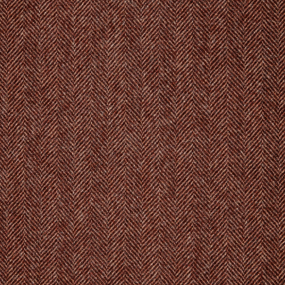 Deep russet brown fabric with fine vertical herringbone chevrons and textured woven surface