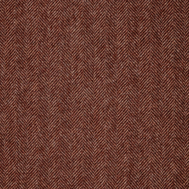 Deep russet brown fabric with fine vertical herringbone chevrons and textured woven surface