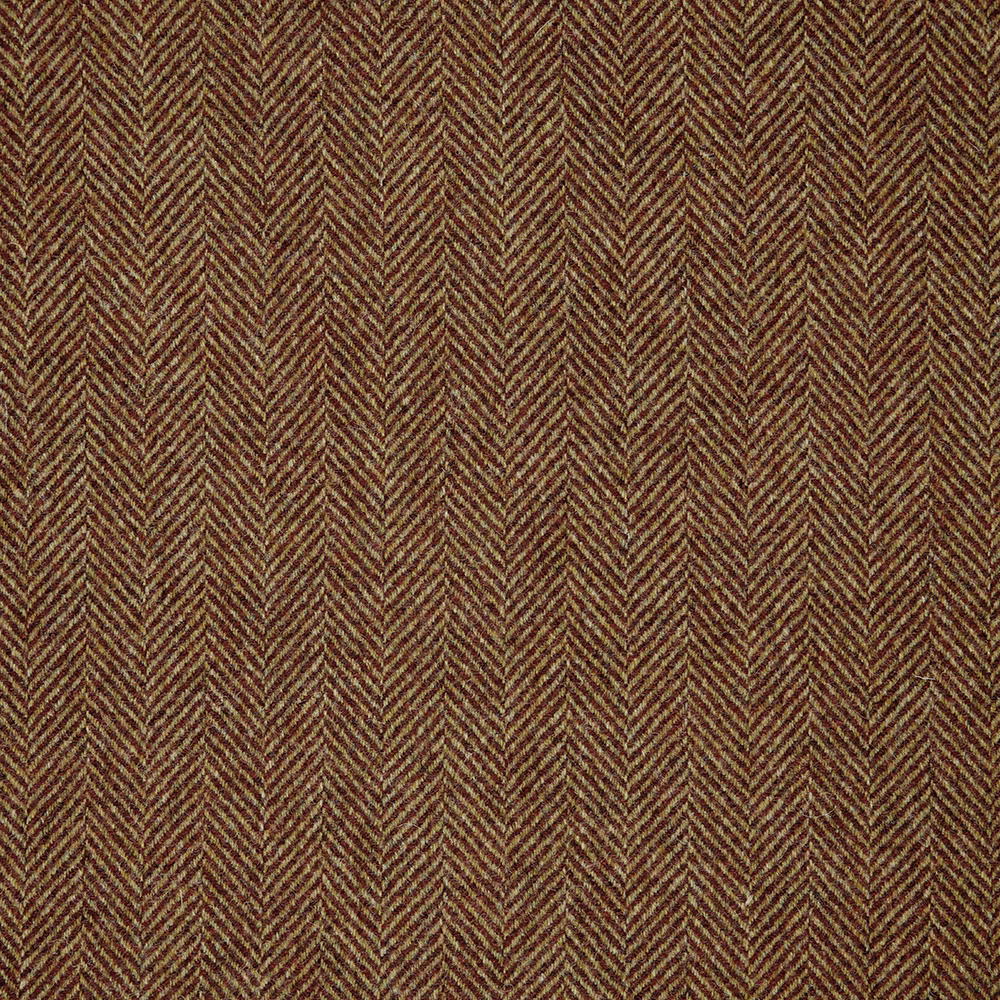 Warm rust-brown woven herringbone with narrow vertical chevron columns and dark textured threads