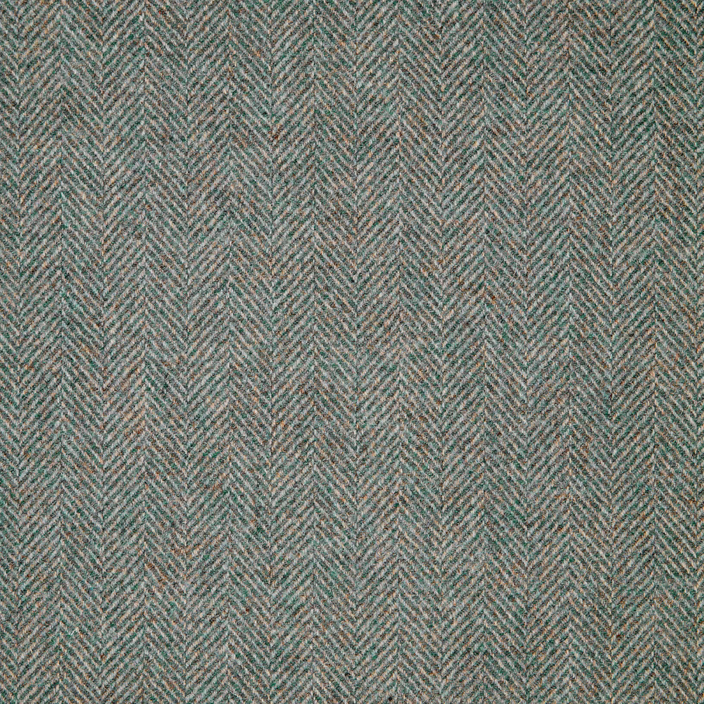 Muted sea-teal herringbone weave with fine grey and taupe flecks