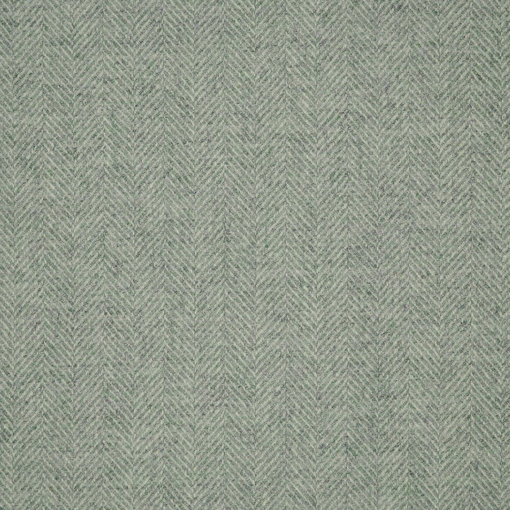 Fine blue-grey herringbone fabric with subtle sage-grey woven texture