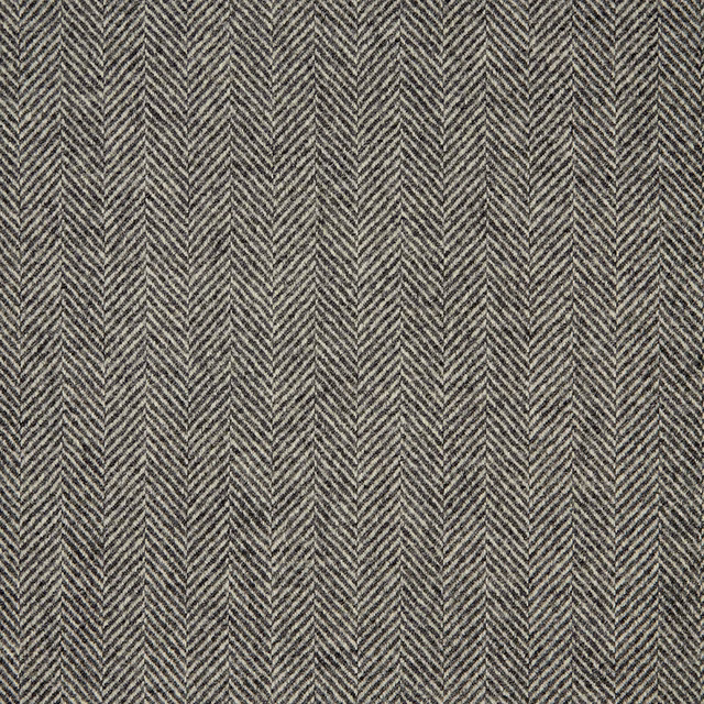Cool steel-grey woven textile with narrow vertical charcoal herringbone chevrons