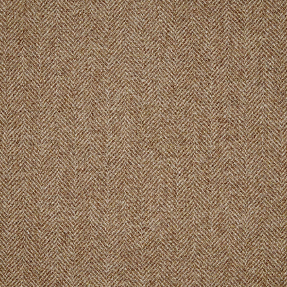 Warm tan-brown herringbone fabric with fine chevrons and a softly textured weave