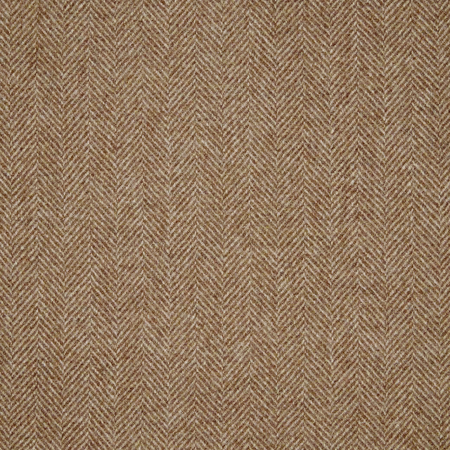 Warm tan-brown herringbone fabric with fine chevrons and a softly textured weave