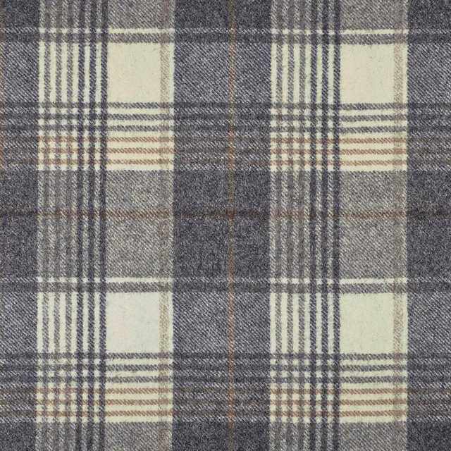 Charcoal and cream plaid weave with fine taupe cross-lines in close view