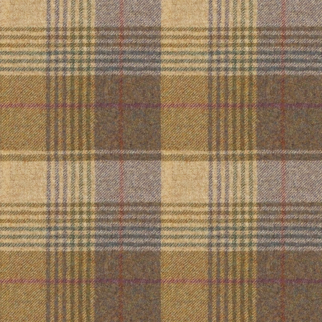 Muted grape plaid with taupe ground, olive lines and a dense woven surface