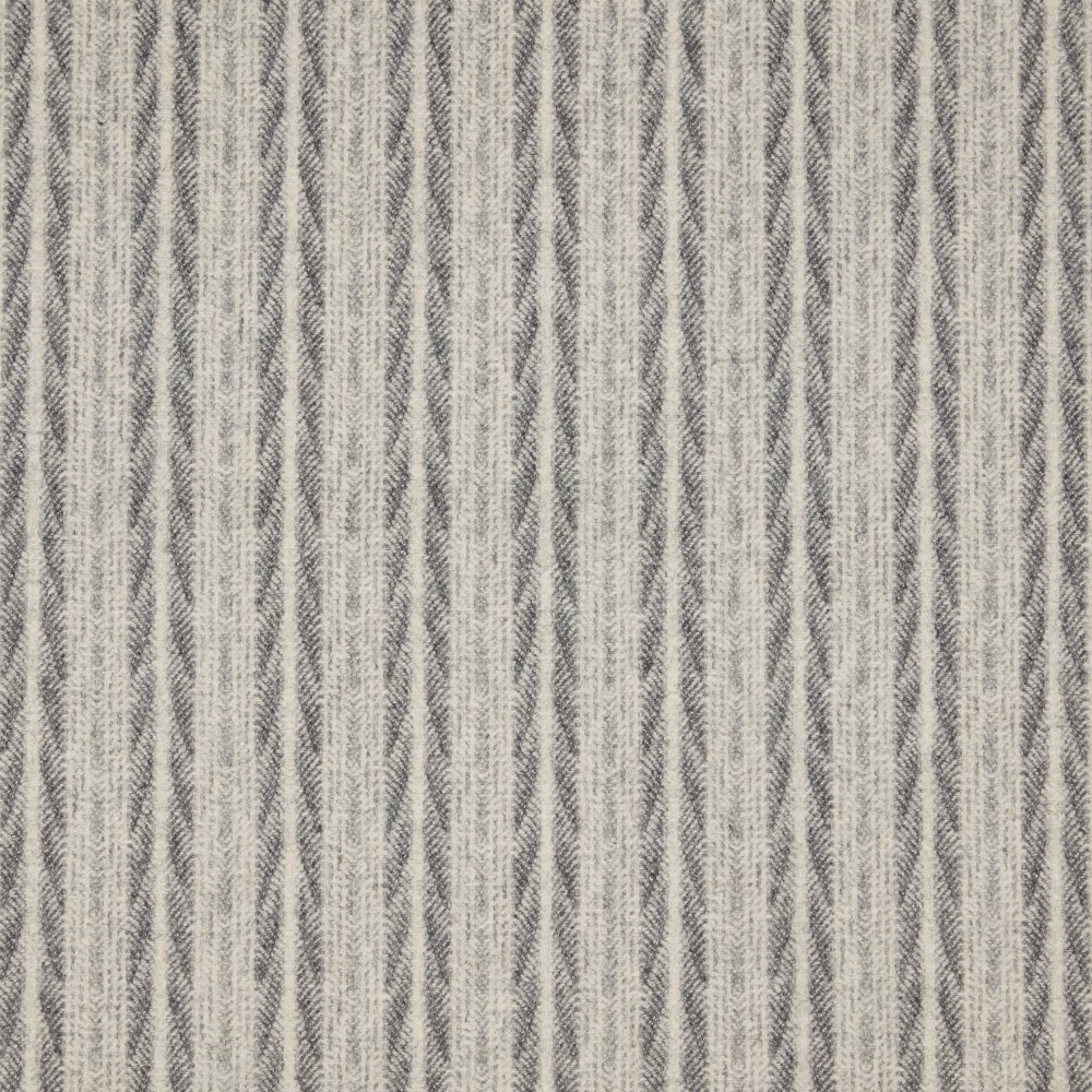 Pale limestone woven fabric with fine grey vertical feathered stripes