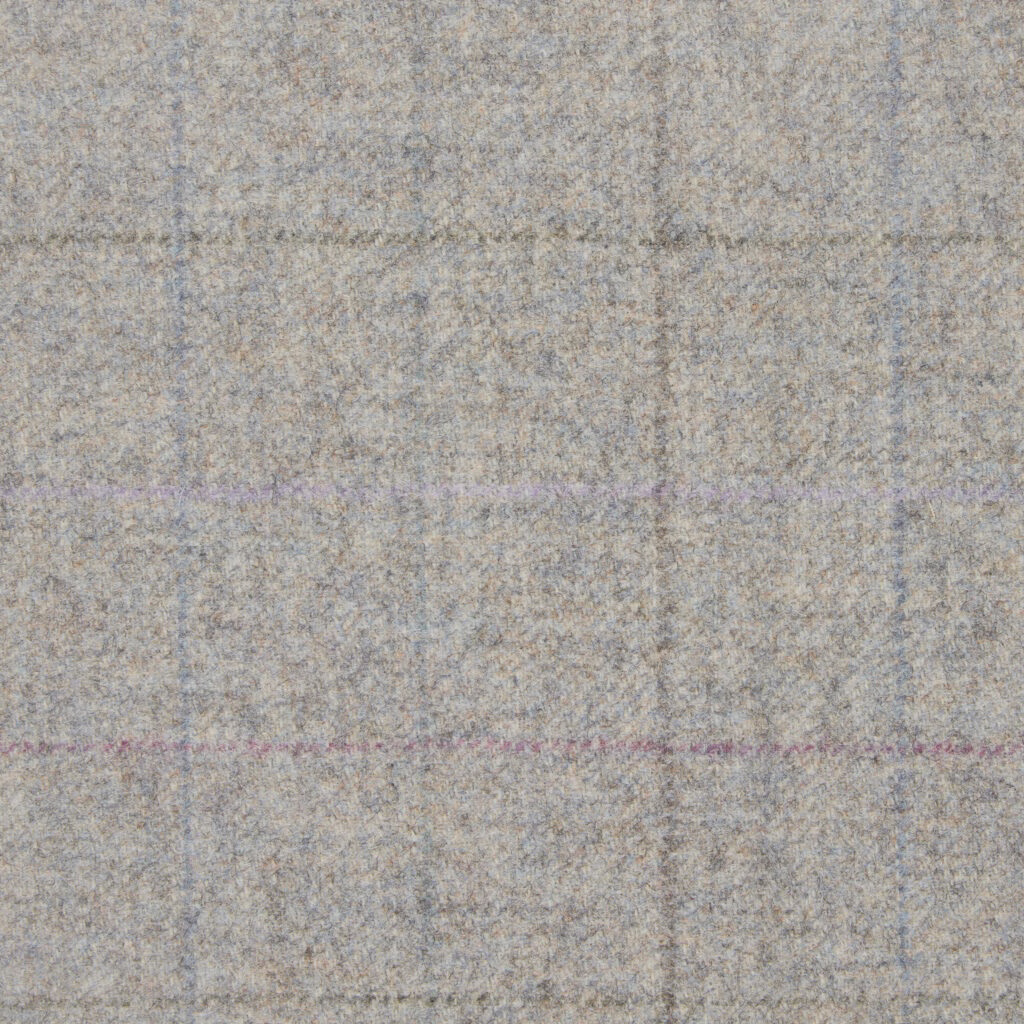 Mottled grey-beige Multipane textile with faint pane lines and lilac-pink threads