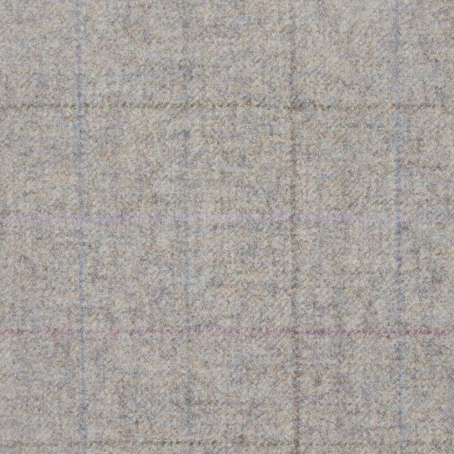 Mottled grey-beige Multipane textile with faint pane lines and lilac-pink threads